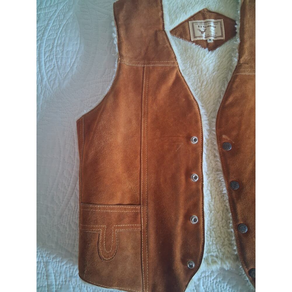 El Venado Vintage Genuine Leather Brown Western Vest Men's 40 Made In Mexico - Picture 2 of 6